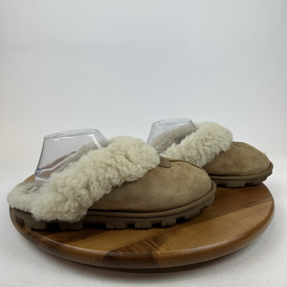 Womens Ugg Coquette Chestnut Shearling Lined Slip‎ On Flat Slippers Shoes Size 9